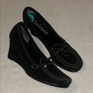 Alexandra Bartlett Women’s Black Wedge 2000s Vintage Styled Loafers Size 8